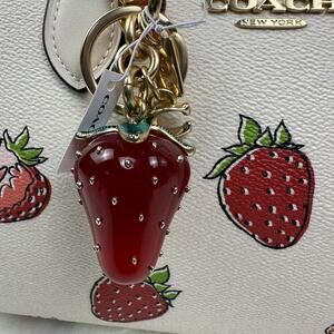 Coach Strawberry Bag Charm In Resin/Gold/Bold Red CAO50 NWT